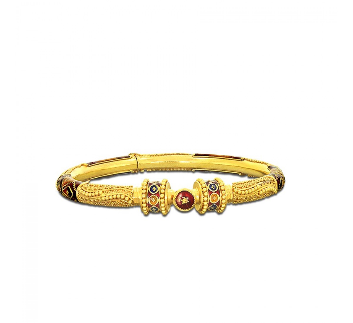 Gardenia Notch Gold Bangles