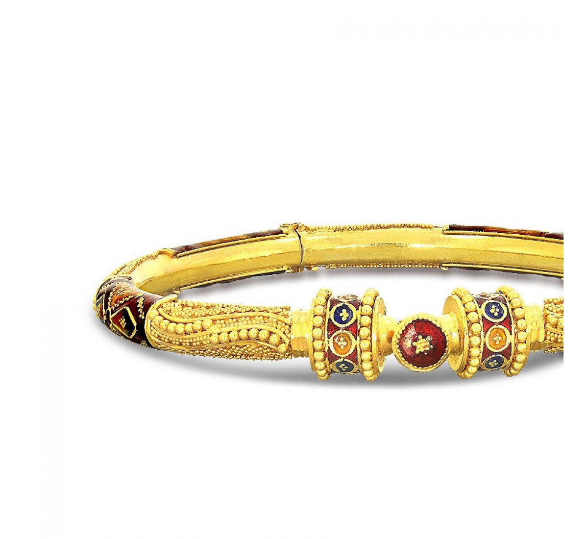 Gardenia Notch Gold Bangles