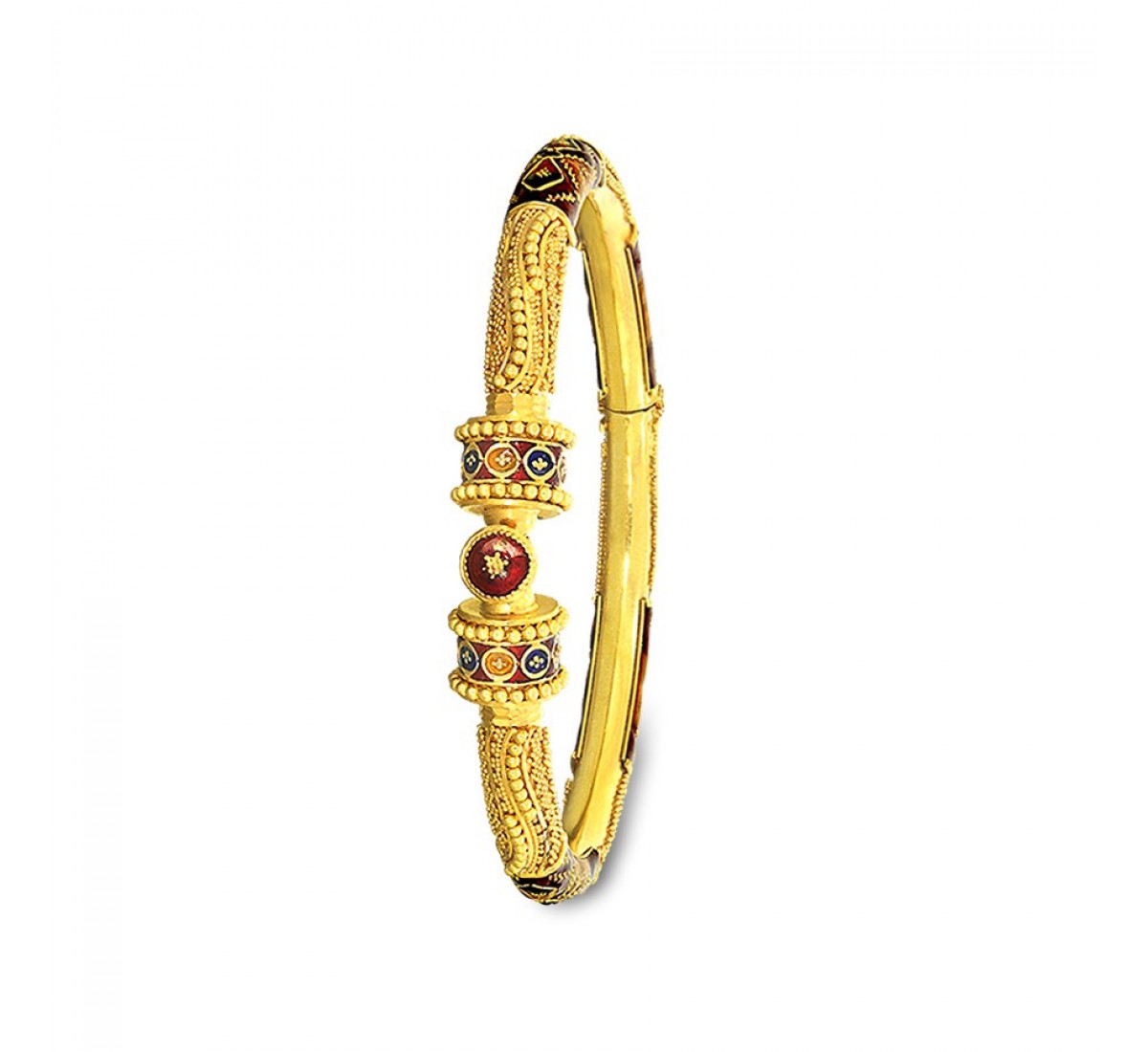 Gardenia Notch Gold Bangles