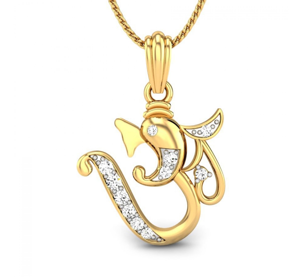 Vshvamukh Om Ganpati Diamond Pendant