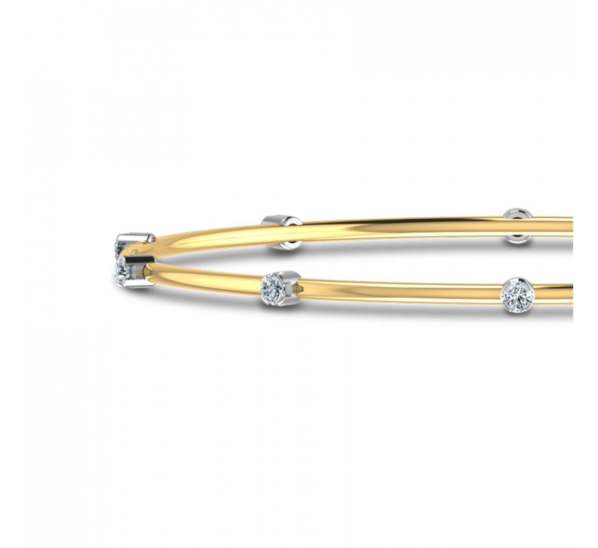 Tiered Round Diamond Bangles