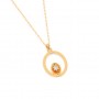 Gold Sparkly Zircon Pendant With Link Chain