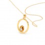 Gold Sparkly Zircon Pendant With Link Chain