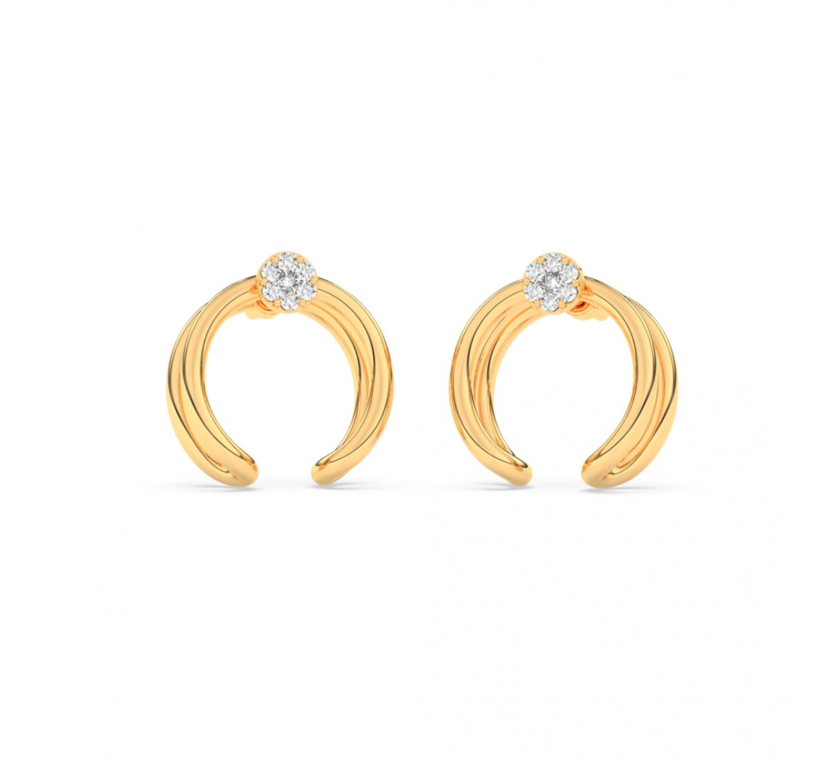 Gold Zircon Studded Circle Earrings