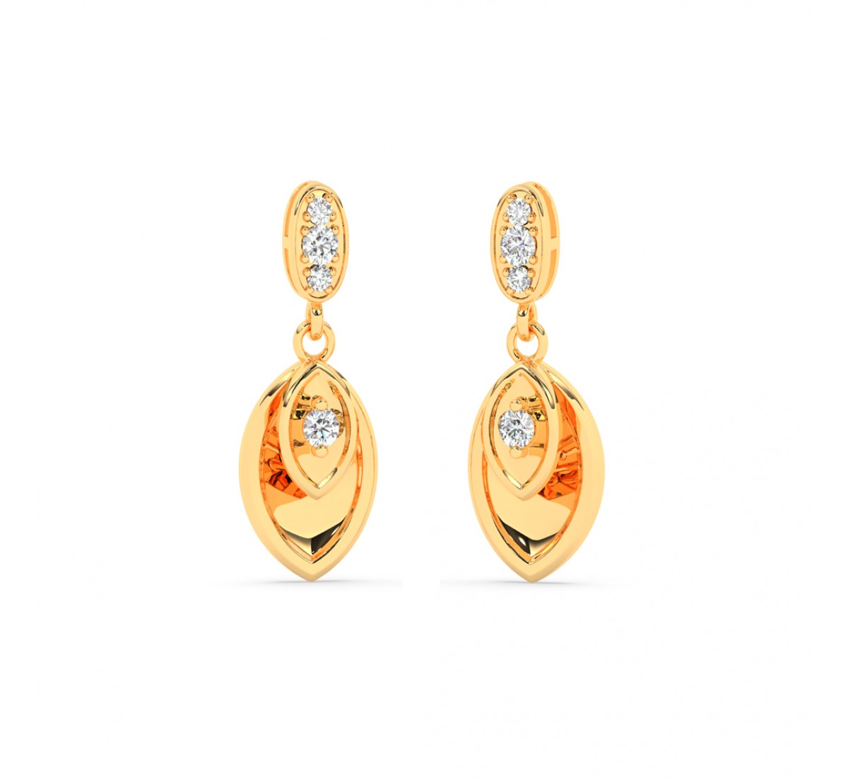 Gold Zircon Studded Drop Earrings