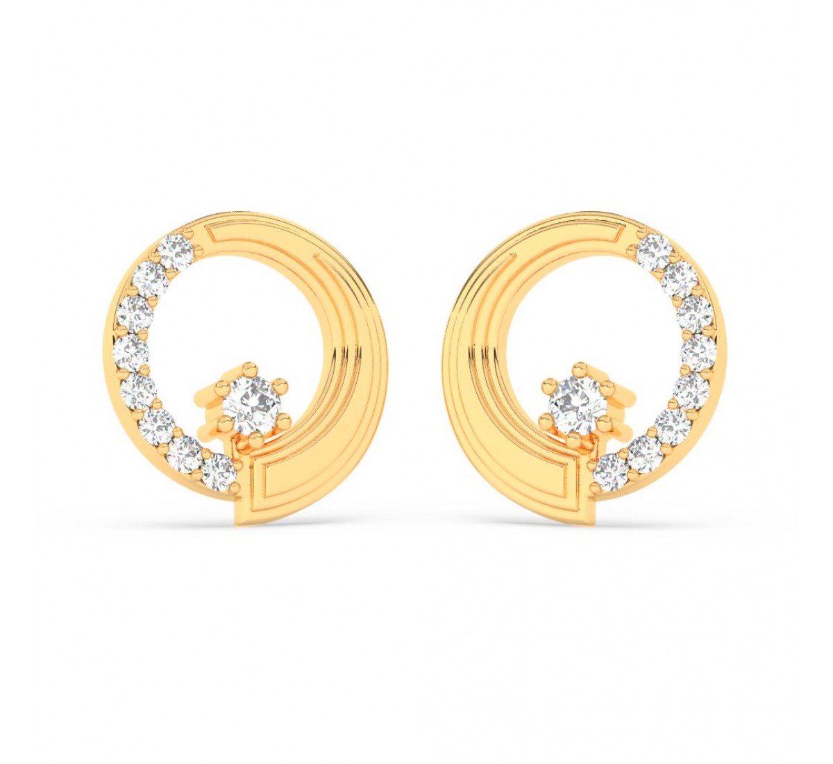 Gold Zircon Studded Circle Earrings