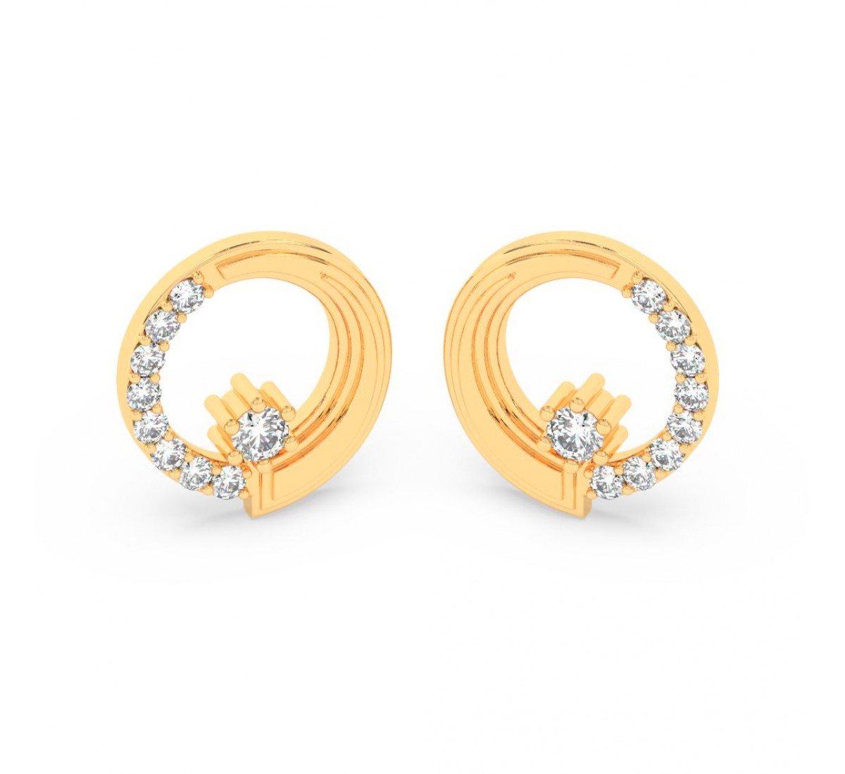 Gold Zircon Studded Circle Earrings