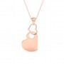 Rose Gold Dual Interlocked Heart Pendant With Link Chain