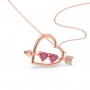 Rose Gold Heart With Arrow Pendant With Link Chain