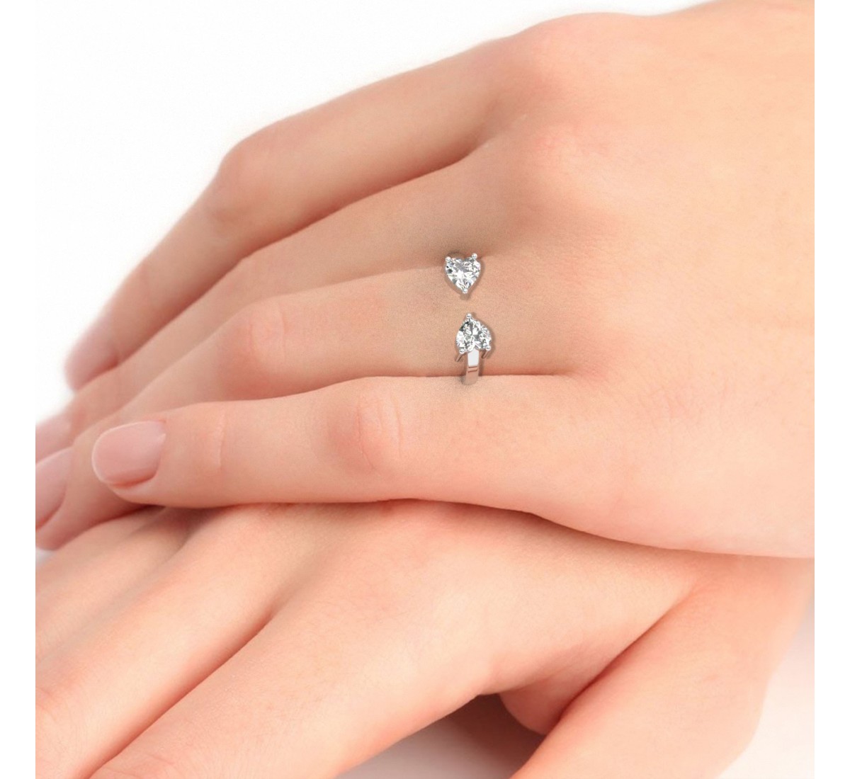 Silver Zircon Heart Ring