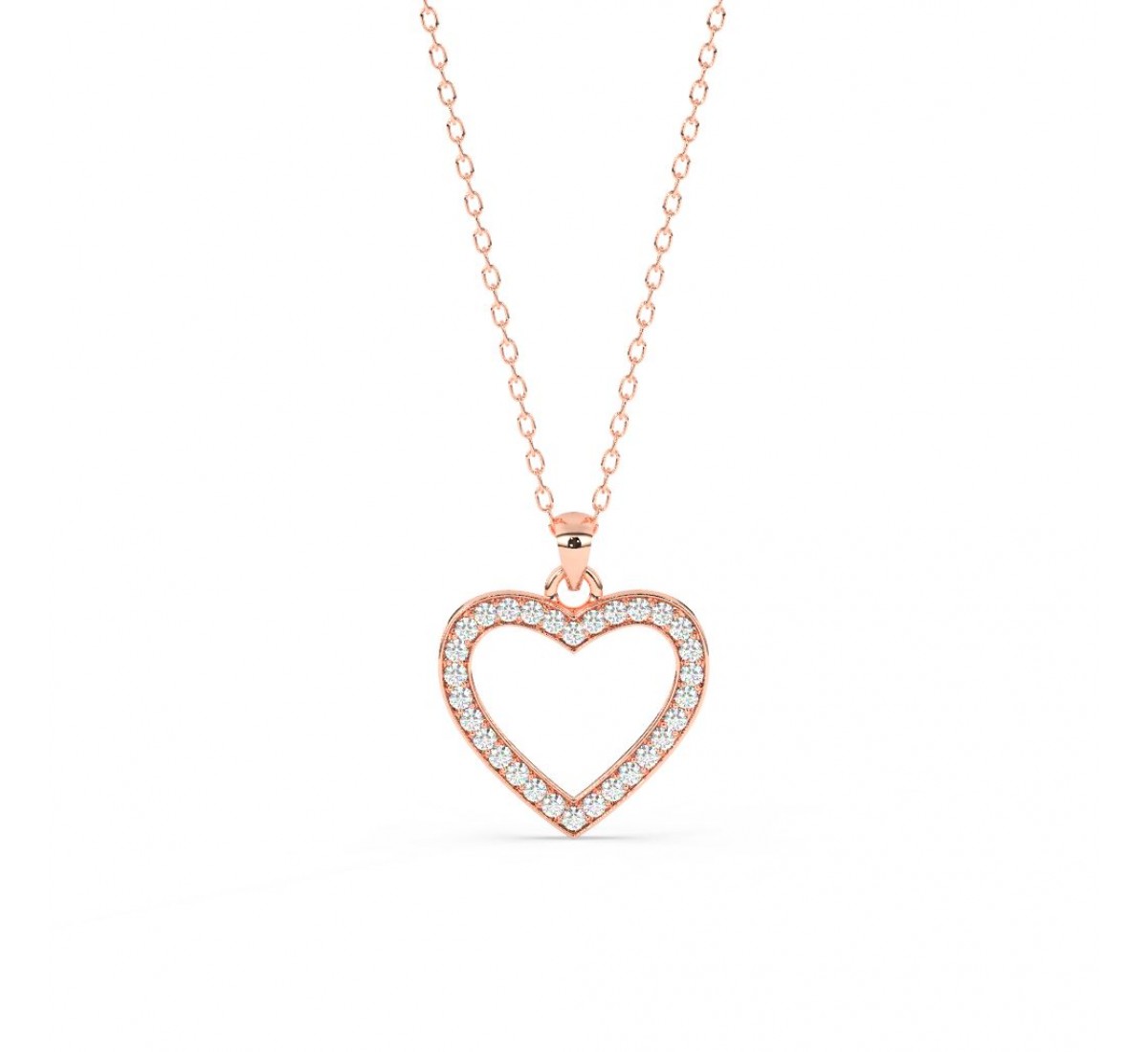 Rose Gold Dazzling Zircon Heart Pendant With Link Chain