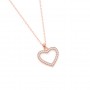 Rose Gold Dazzling Zircon Heart Pendant With Link Chain