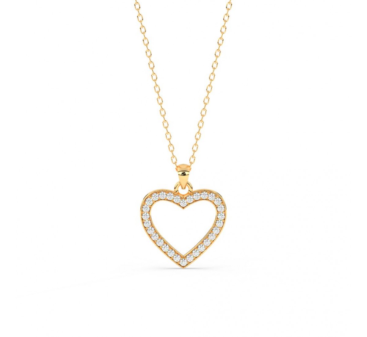 Gold Dazzling Zircon Heart Pendant With Link Chain