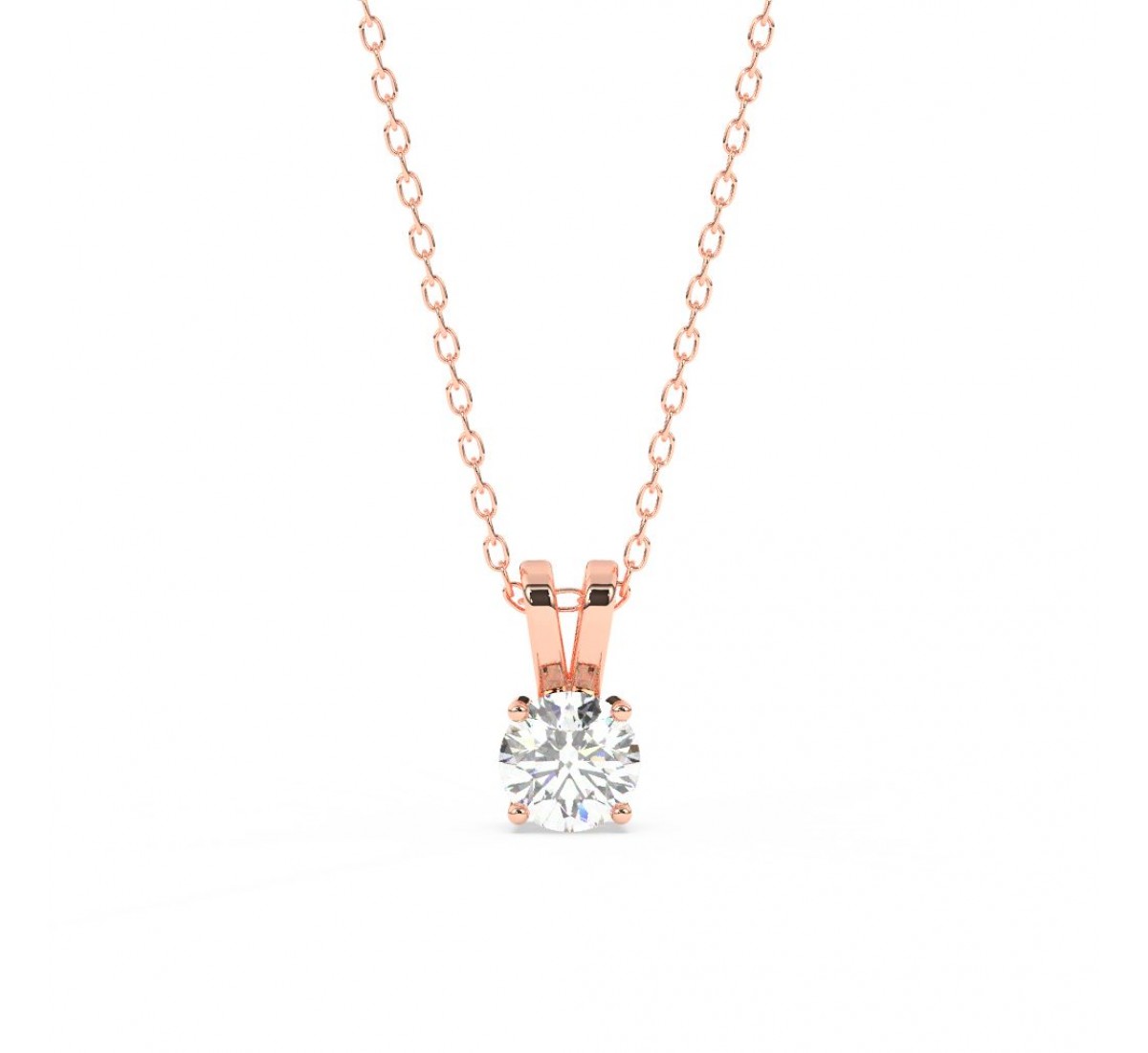 Rose Gold Zircon Pendant With Link Chain