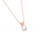 Rose Gold Zircon Pendant With Link Chain