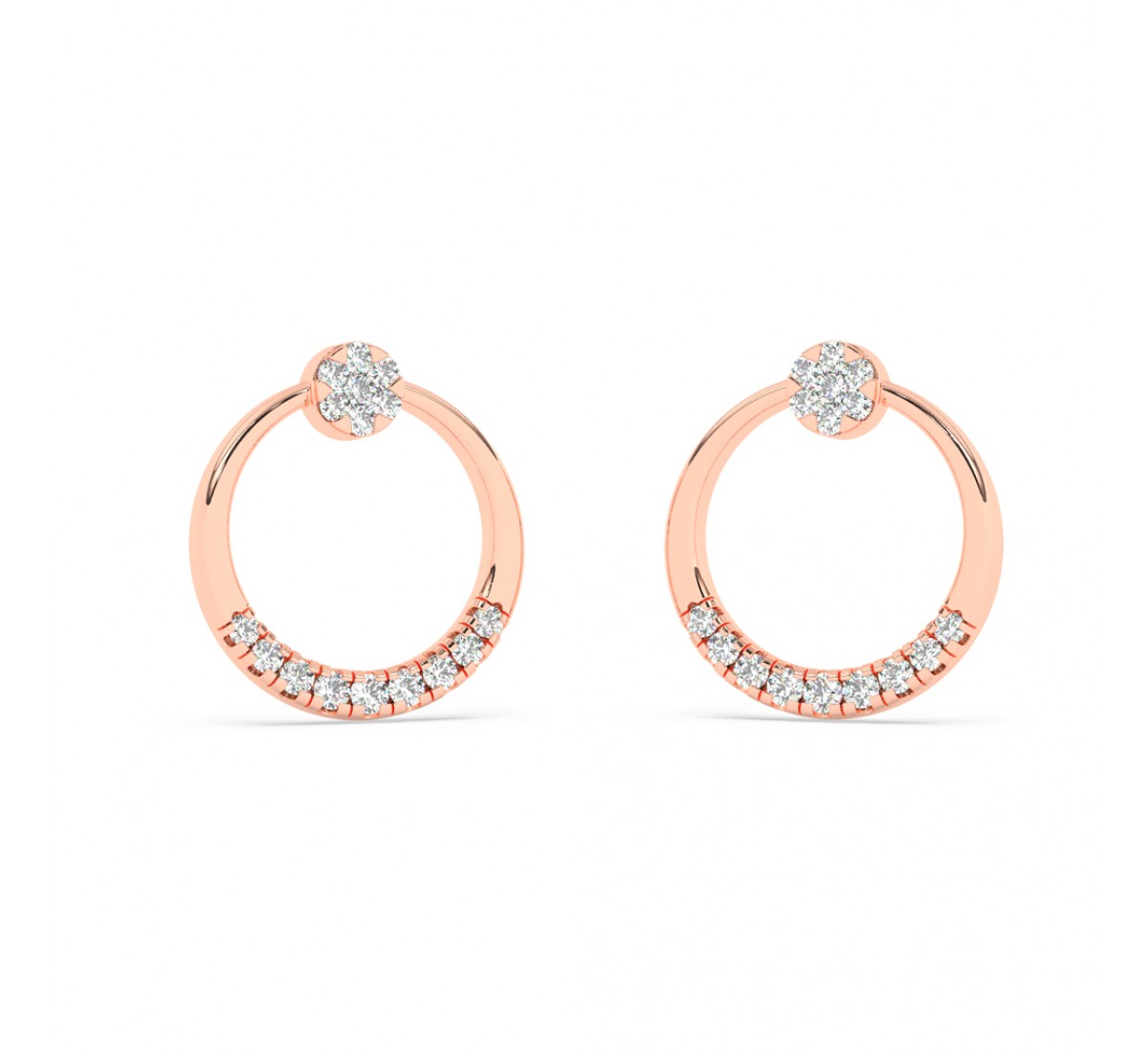 Rose Gold Emila Zircon Studded Earrings