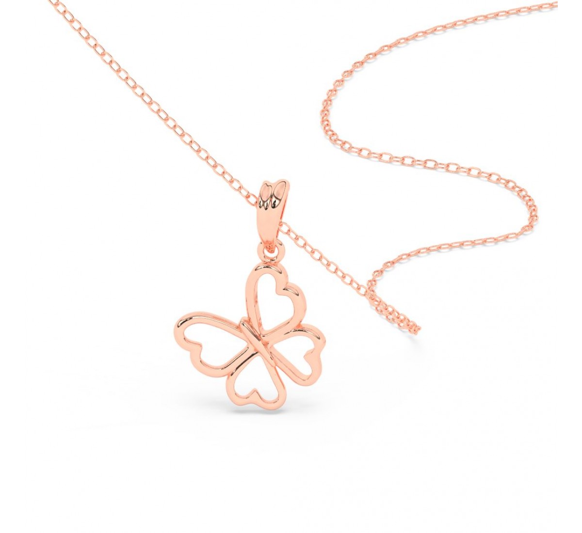 Rose Gold Butterfly Pendant With Link Chain