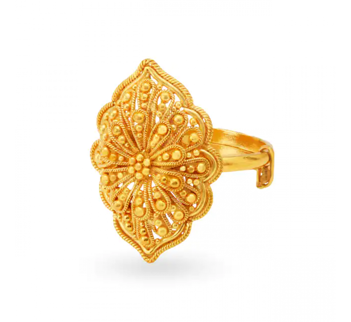 Floral Gold Burfi Ring