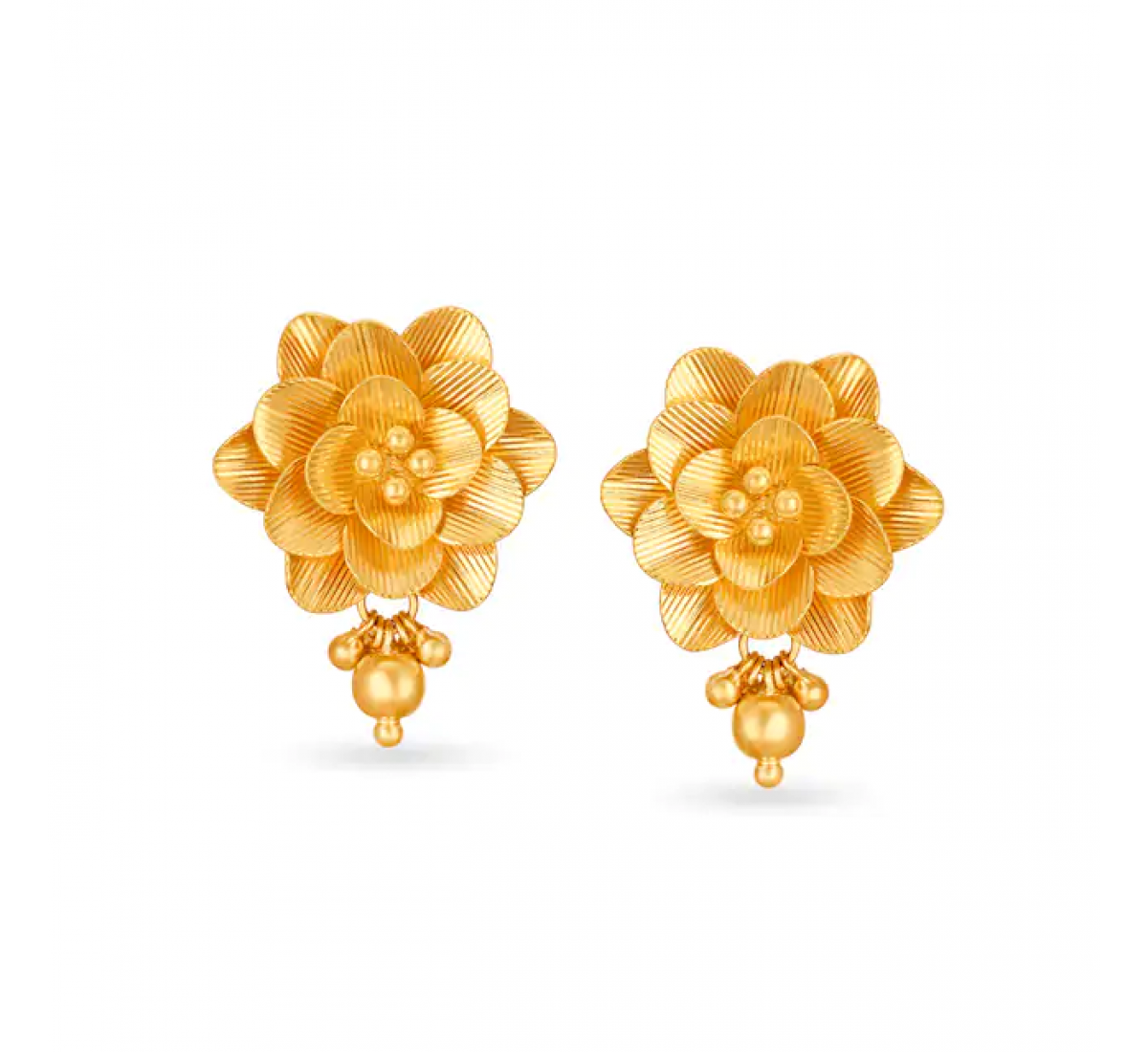 Ekta Floral Drop Gold Earrings