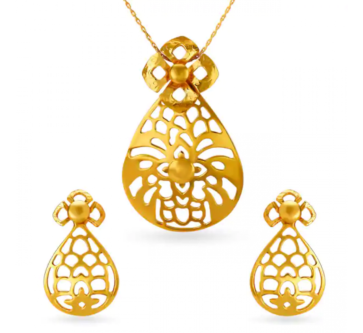 Aahana Gold Floral Pendant Set