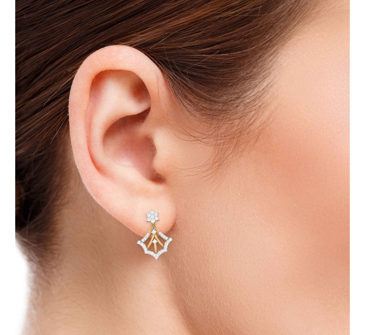 Foliate Drop Diamond Earrings