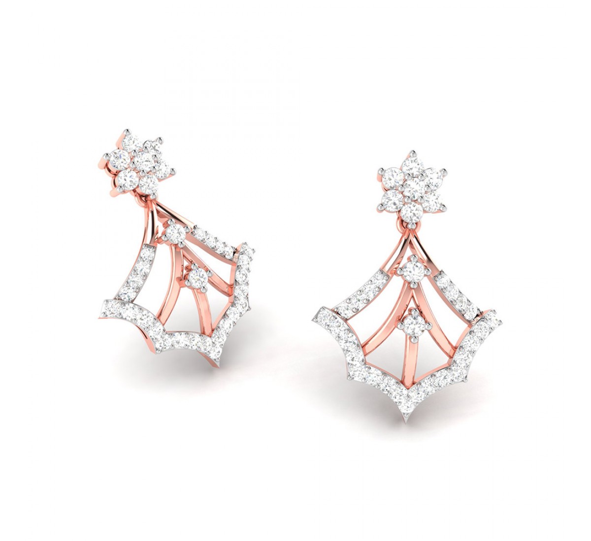 Foliate Drop Diamond Earrings