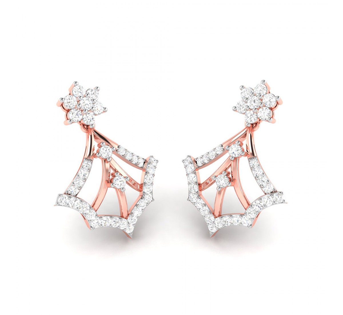 Foliate Drop Diamond Earrings