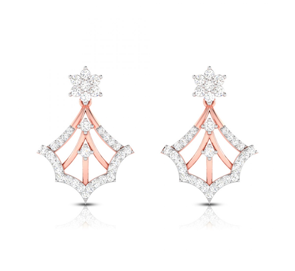 Foliate Drop Diamond Earrings