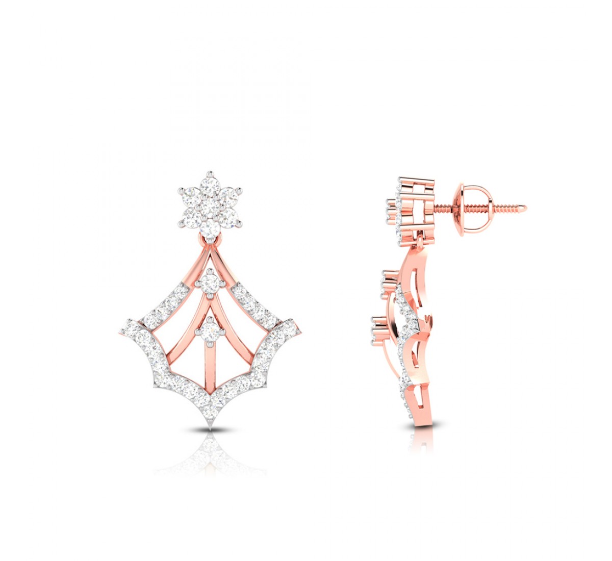 Foliate Drop Diamond Earrings