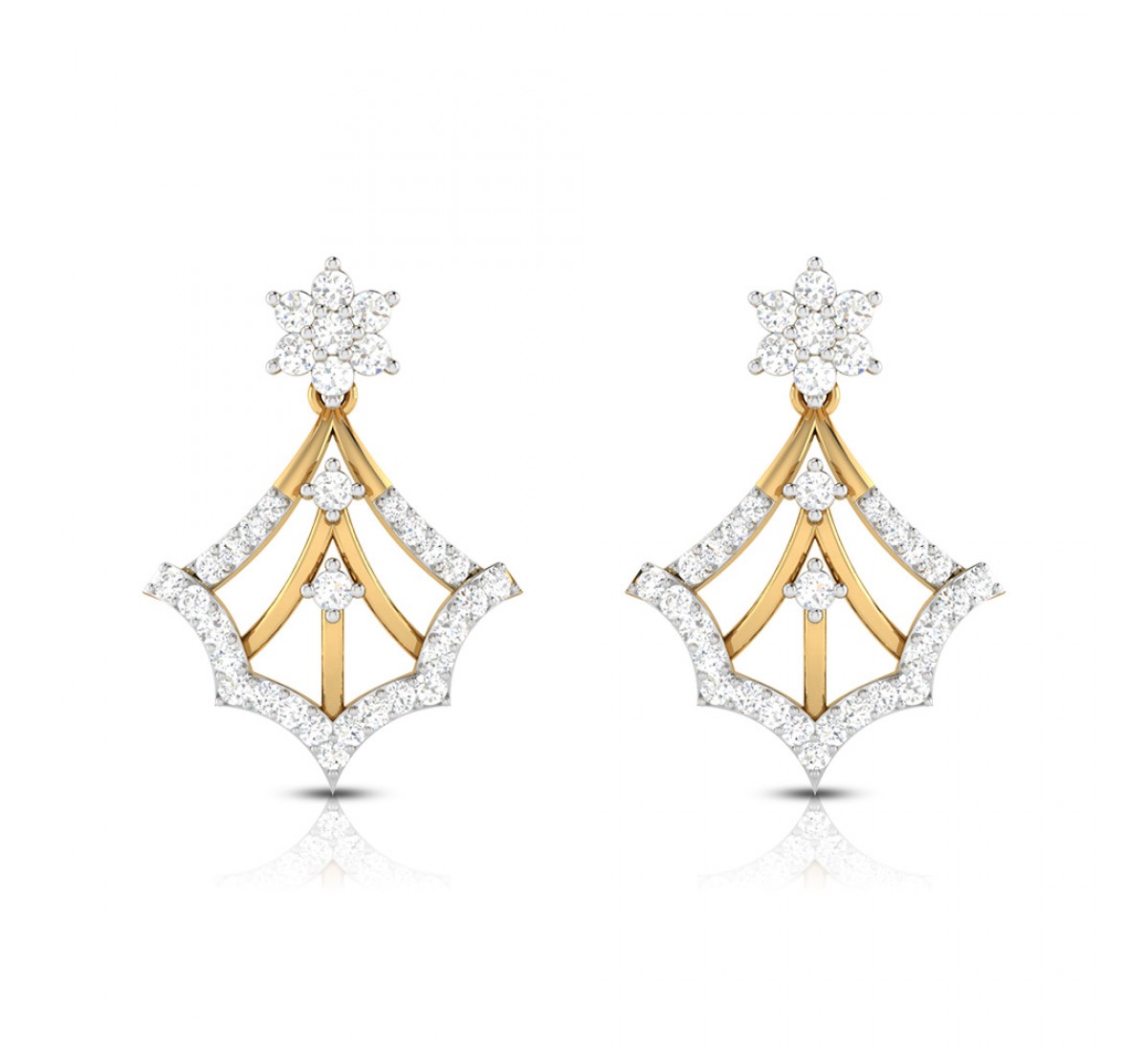 Foliate Drop Diamond Earrings