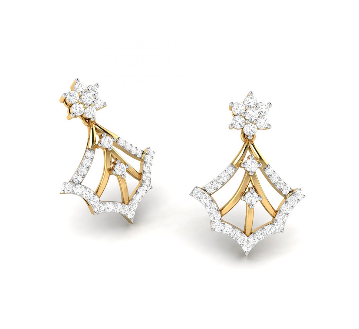 Foliate Drop Diamond Earrings