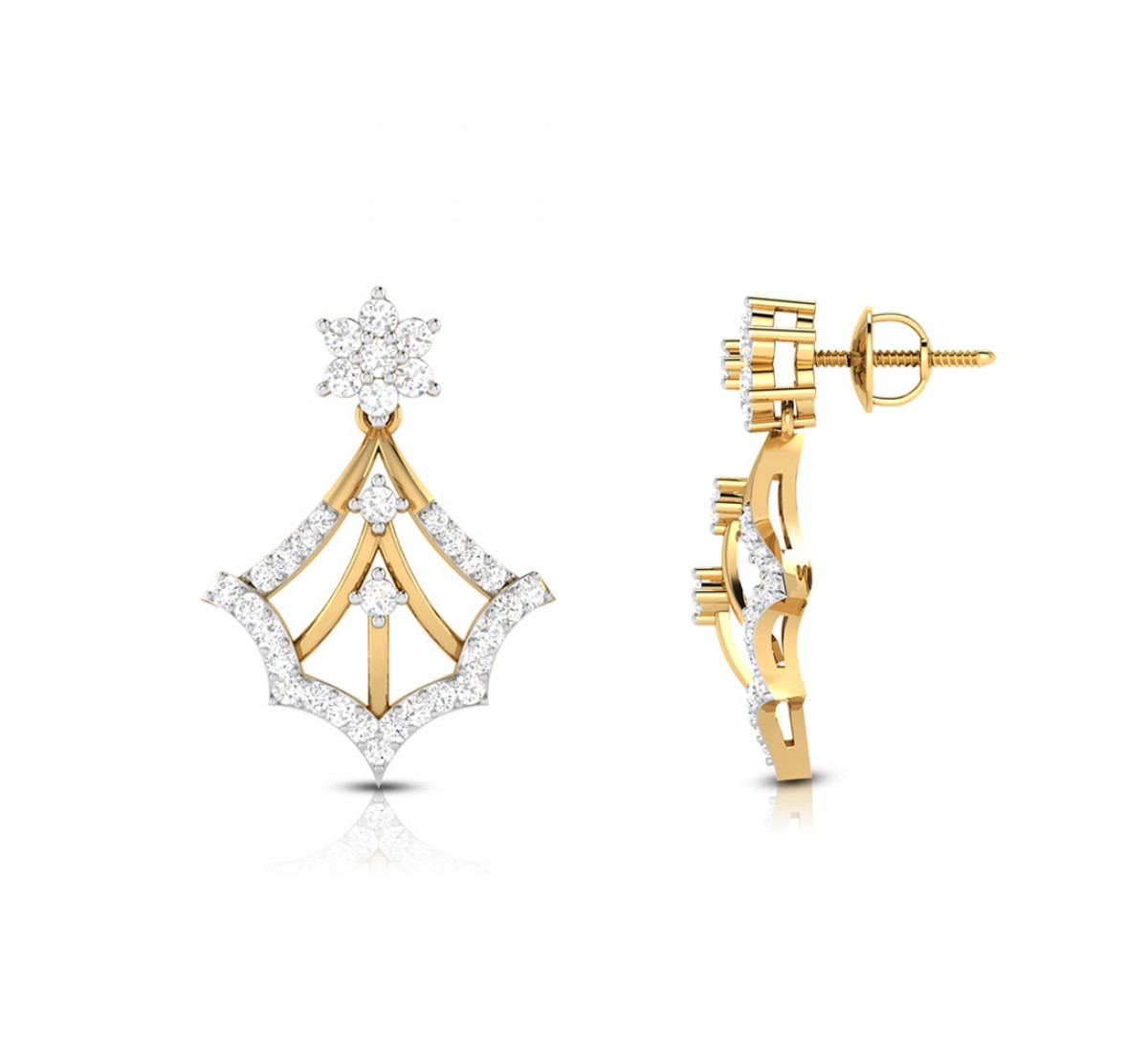 Foliate Drop Diamond Earrings